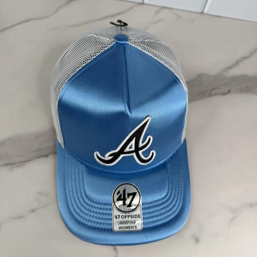 Atlanta Braves Trucker‎ Satin Hat Cap Snap Back Womens Baseball 47 Offside NWOT